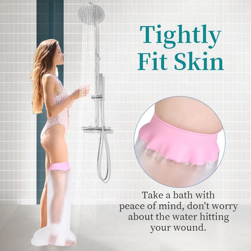 mosago Waterproof Cast Covers for Shower Leg, Soft Comfortable full Leg Protector for Shower Adult, Keep Wound/Bandage Dry Bath, Broken Legs/Knee/Foot/Ankle, Reusable Wound Care Supplies (Pink) - Image 4